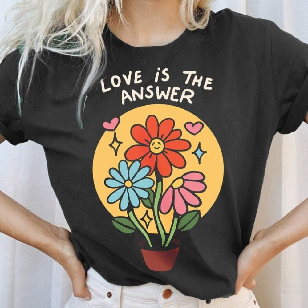 Love Is The Answer, Flowers LGBQT Shirt, Pride Month Shirt, LGBT Shirt, Rainbow